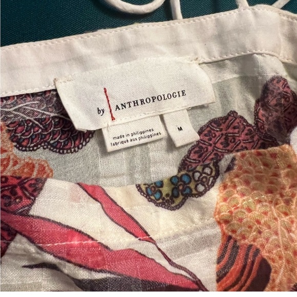 By | Anthropologie Plunging V Neck Smocked Kimono Blouse Medium - Picture 3 of 8